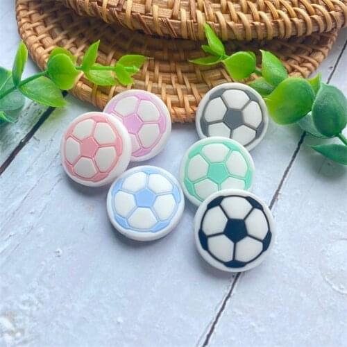 10pcs mini Silicone Beads Baby Teether Football Food Grade Silicone Soccer Round Bead BPA Free Bracelet