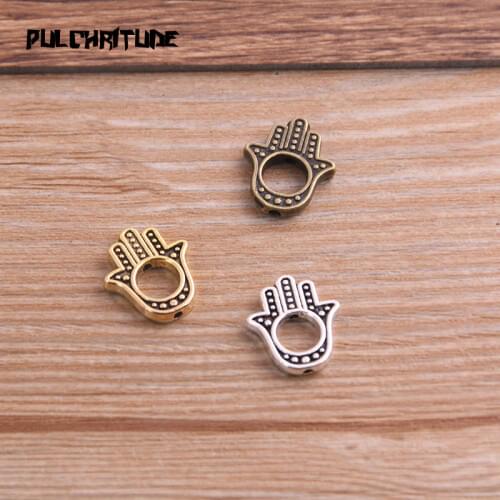 20Pcs 13*15mm Three Color Fatima Hamsa Hand Bead Spacer Bead Charms For Diy Beaded Bracelets Jewelry Handmade Making