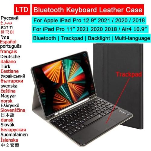 Bluetooth Russian Arabic Keyboard Mouse Case For iPad Pro 12.9 11 2021 2020 2018 Air 4 3 2 10.9 10.2 10.5 2017 9.7 Tablet Case