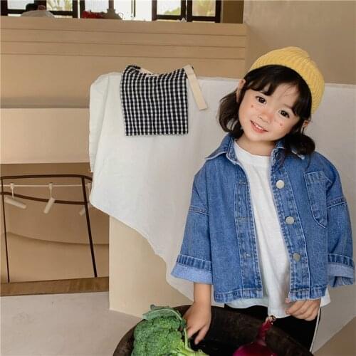 Girls Babys Kids Coat Jacket 2021 Blue Jean Thicken Winter Autumn Top Cotton Toddler Cardigan Childrens Clothing