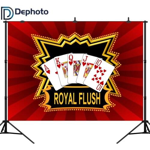 DePhoto Photography Backdrop Casino Card Las Vegas Royal Flush Background Photobooth Photoshoot Printed Portrait Shooting
