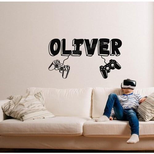 Gamer Name Wall Decal Game Controller Personalised Custom Name Wall Sticker Custom Kids Name for Kids Playroom Decor Design C970