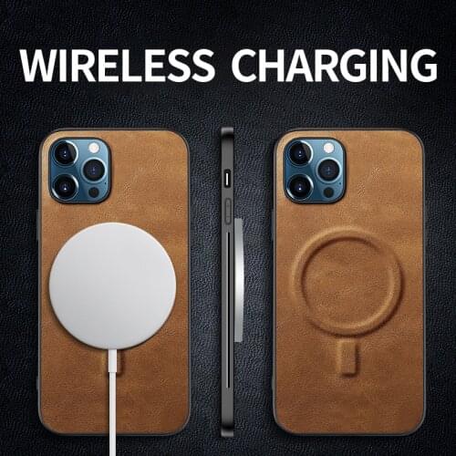 Hyso Luxury Shockproof Support Wireless Charging PU Leather Mobile Phone Case For iPhone 12 11 Pro Max Mini Xs Coque Cover Funda