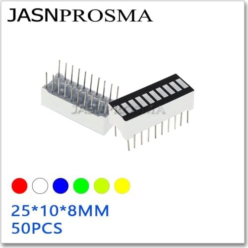 JASNPROSMA red white Blue Jade green yellow 50PCS Digital Tube LED 10-segment ten grid digital light strip super bright grid