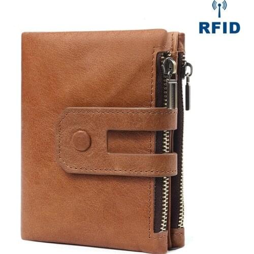 Leather Double Zipper High Quality Men Wallets And Purses Wallet Card Classic Multi-Function Cowhide Holder Short Purse