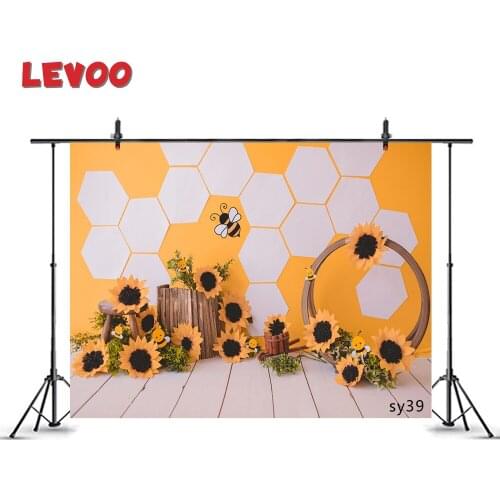 LEVOO Photozone Backdrop Bees Sunflowers Honeycomb Decorations Newborn Photography Background Photo Studio Photocall Props Vinyl