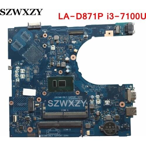 For Dell Inspiron 5566 5468 Laptop Motherboard CN-0DMD9K 0DMD9K DMD9K BAL60 LA-D871P i3-7100u DDR4