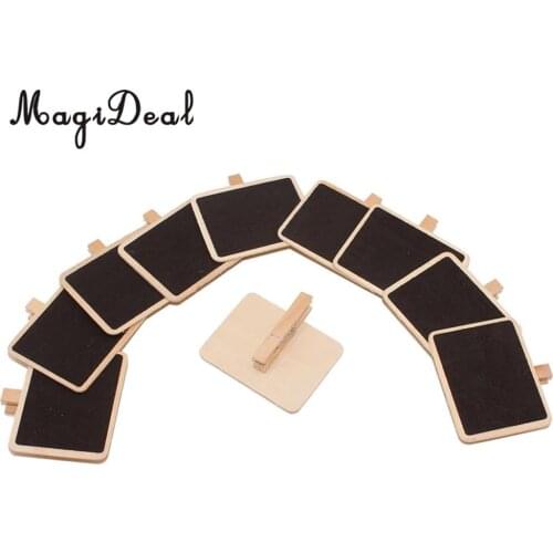 PACK 10PCS Mini Blackboard Retangular Chalkboard With Wooden Clip Tag Sign Note Taking Board for Wedding Party Home Organizer