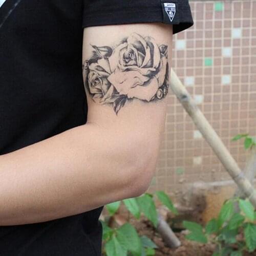 Fashion Women Girl Rose Flower Waterproof Lasting Tattoo Sticker Temporary Body Art Decal Arm Body Art Big Fake Tattoo Sticker
