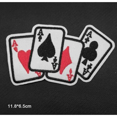 Poker Skull Ace Iron On Embroidered Clothes Patches For Clothing Stickers Garment Wholesale