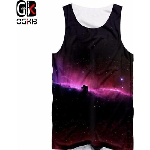 OGKB 2008 Summer Cool Vestido Men/women Galaxy Space Printed 3D Tank top Men Clothing Singlet Unisex Sleeveless tanktop 5XL