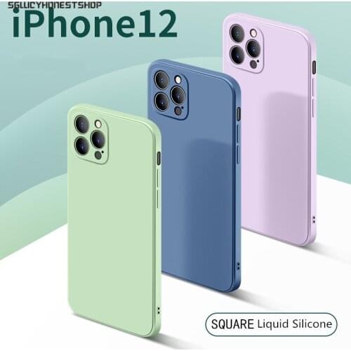 Original Square Liquid Silicone Case For iPhone 11 12 Pro Max Mini Full Protector Case For iPhone XS MAX XR X 7 8 Plus SE2 Coque