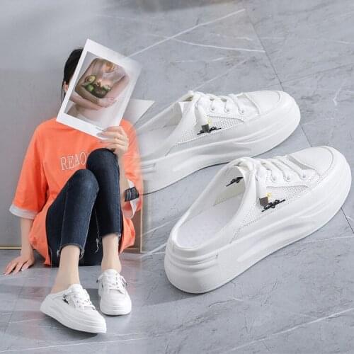 Half Slippers Women Summer New Breathable Mesh Womens Shoes Fashion Casual Style Outer Wear Semi-supporting Womens Shoes 11