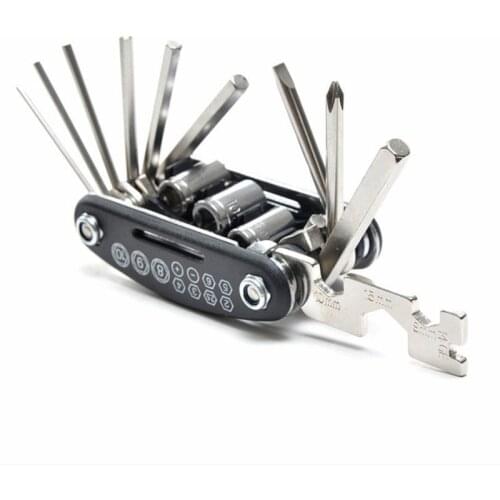 Portable 16 In 1 Multi Usage Bike Bicycle Repair Tools Kit Hex Wrench Nut Tire Repair Key Screwdriver Socket Extension Rod Tool