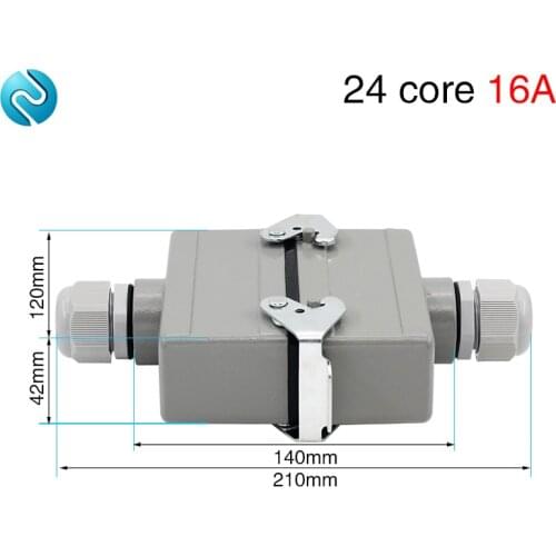 Rectangular heavy duty connector 24 core butt type He-024 waterproof socket connector for aerospace industry 16A