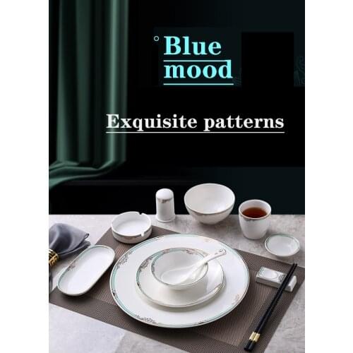 European Style Plate Spoon Hotel Tableware Home Restaurant Tableware Set Clubhouse Bone China Phnom Penh LIght Luxury Tableware