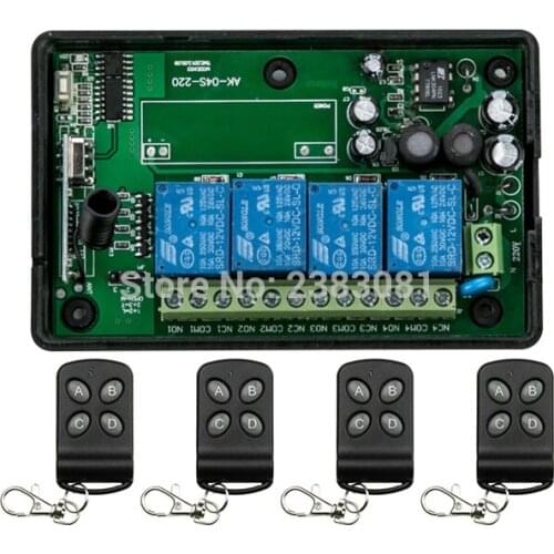 Smart Home 85v~250V 110V 220V 4CH RF Wireless Remote Control Relay Switch Security System Garage Doors,Gate Electric Doors