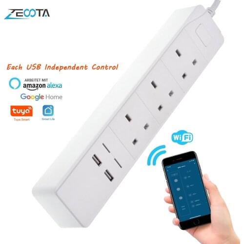 Smart WiFi Power Strip Outlets Surge Protector 3 Way UK Plug Extension Sockets USB Wireless Remote Control By Alexa Google Home
