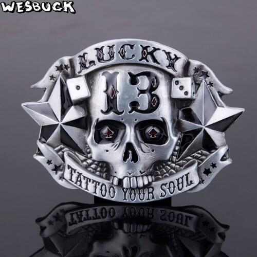 WesBuck Brand Male DIY Belt Accessories Long Horn Skull Big Metal Cowboy Cowgirl Belt Buckles Poker
