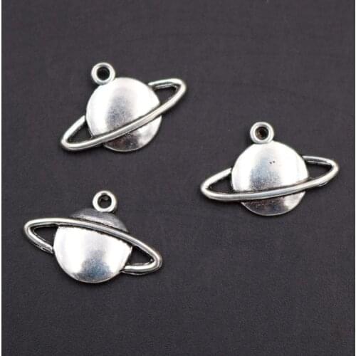 WKOUD 10pcs Silver Color Satellite Alloy Pendant Bracelet Necklace DIY Metal Jewelry Handmade Accessories 22*15mm A37