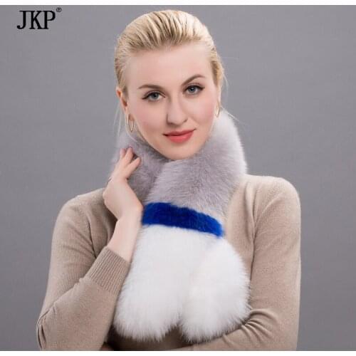 Winter Colourful Real Fur Scarves Women 100% Genuine Fox Fur Scarf Solid Shawl