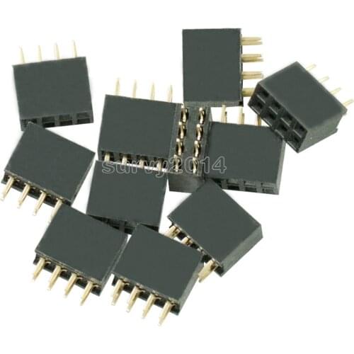 10PCS 2X4 Pin 8P 2.54mm Double Row Female Straight Header Pitch Socket Pin Strip