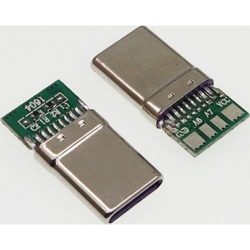 10pcs For Huawei flash charge dual 56K resistor usb 3.1 type-c male plug 16p 24p over 5A high current