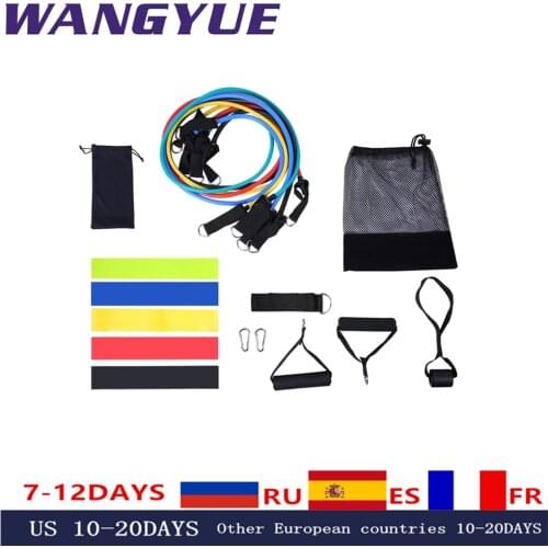 11Pcs/Set Latex Resistance Bands Gym Door Rubber Loop Tube Bands Anchor Ankle Straps With Bag Kit Set Yoga Exercise Fitness Band