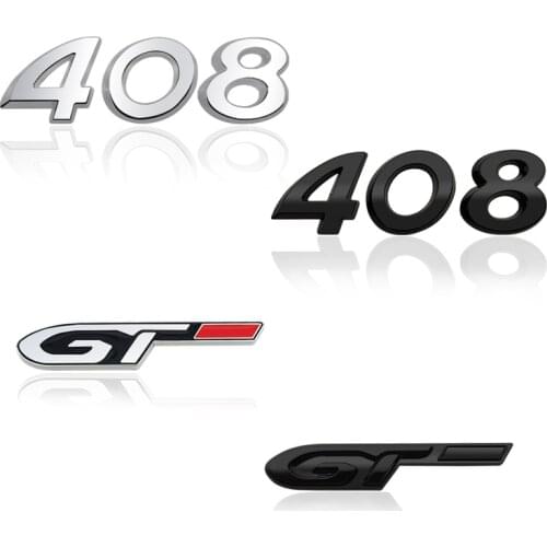 3D Metal Sticker GT Emblem Decoration Rear Trunk stickers For Peugeot 408 Car Styling