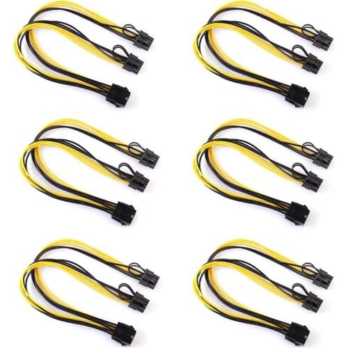 6 Pcs PCIe Splitter, 30CM 8 Pin to Dual PCIe 8 Pin (6+2) Graphics Card PCI Express Power Adapter GPU VGA Cable Mining