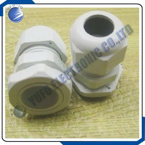 Free Shipping One Lot 10Pcs Dia 21mm PG27 Fixing Waterproof White Nylon Cable Glands AK connector