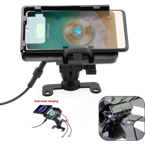 Motorcycle GPS Phone Mount1Wireless Quick Charger Holder Handlebar Clamp Mount For Honda NC750X/S/DCT 14-19 NC700X/S/DCT 12-16