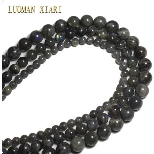 100% Natural AAA Quality Round Black Labradorit Stone Beads Loose For Jewelry Making DIY Bracelet Necklace 6/8/10mm Strand 15