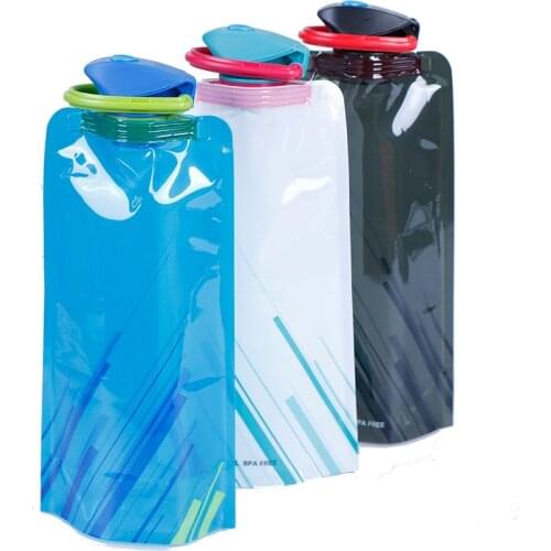 1PCS Reusable Sports Water Bottle 700mL Sports Travel Portable Collapsible Folding Drink Water Bottle Outdoor Supply