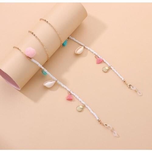 Women Glasses Chain Beads Tassel Seashell Anti Slip Eyewear Retainer Beaded Eyeglass Strap Sunglasses Rope Gift