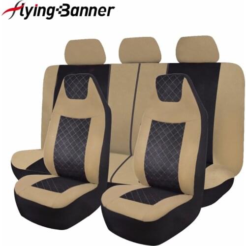 FlyingBanner Car Seat Cover Universal Full Set Fit Most Auto Interior Accessories Sedans Black Car Seat Protector