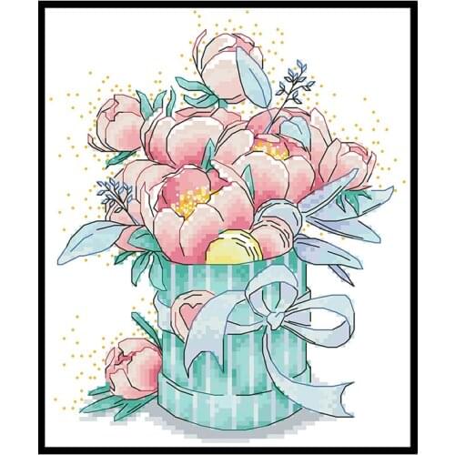 Flowers in Full Bloom Counted Cross Stitch Kit Embroidery Needlework Sets Printed Fabric 11CT 14CT DIY Craft Home Decor Painting