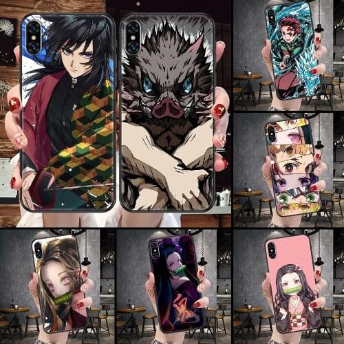 Demon Slayer Hashibira Inosuke Phone Case Cover Hull For iphone 5 5s se 2 6 6s 7 8 12 mini plus X XS XR 11 PRO MAX black 3D back