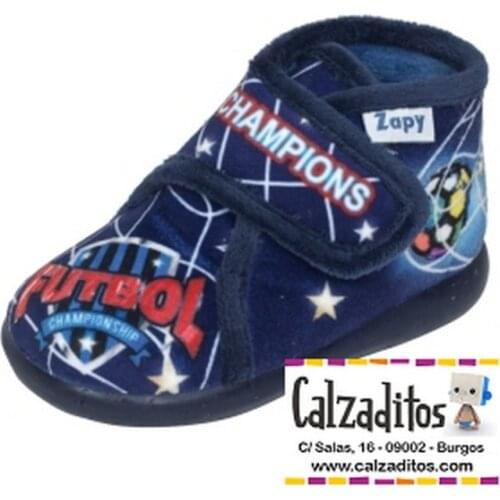 Slippers at home in marine color of Champions with velcro, of Dobsons.com