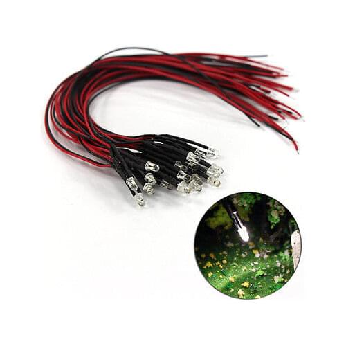 Evemodel 20pcs Pre Wired 3mm WARM White Led Lamp Light Set 12V-18V NEW L123WM model train 1/87 railway modeling