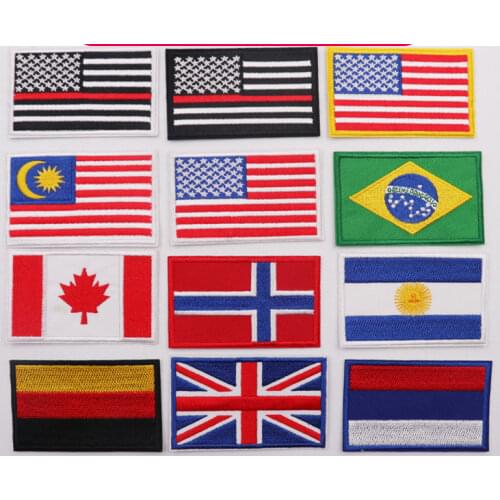 European Countries Flag Patch Badges Hook Loop Russia France Germany Italy Armband 3D Stick on Jacket Backpack Stickers