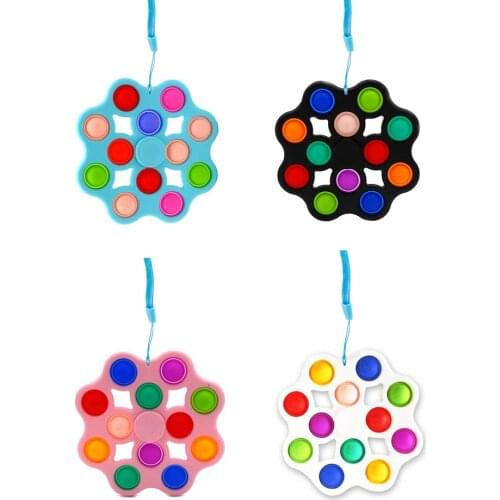 Push Bubble Fidget Spinner Keychain Colorful Simple Dimple Finger Spinner Toys Sensory Squeeze Office Desk Toy
