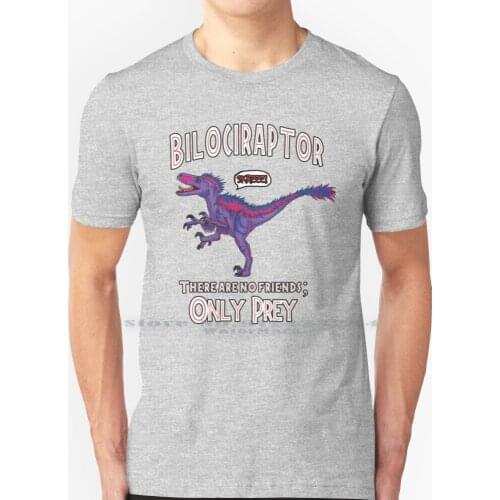 Bilociraptor - Text Speech T Shirt 100% Pure Cotton Raptor Velociraptor Dinosaur Dinosaurs Bi Bisexual Lgbt Lgbtq