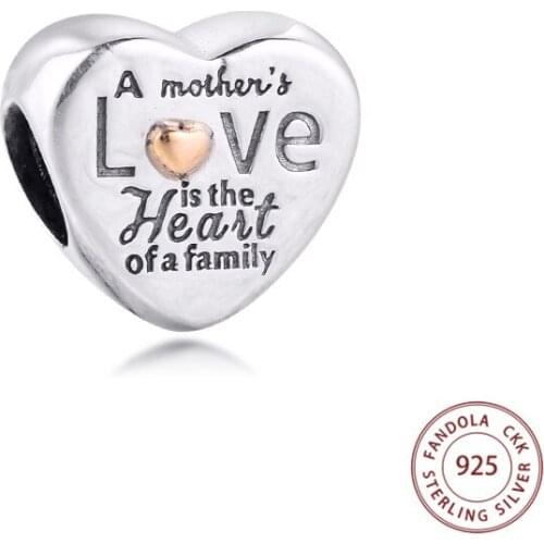 Heart of the Family Beads Fits Original Bracelet Argent 925 Sterling Silver Charms for Jewelry Making Accessories
