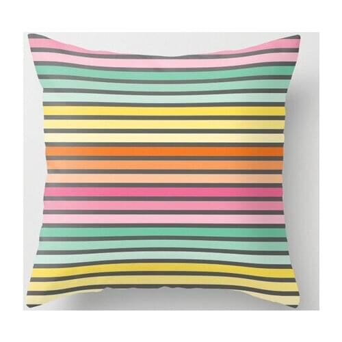 Customized Fashion One Piece of Colorful Rainbow Stripes Style Luxury Printing Square Zippered Pillow Sham