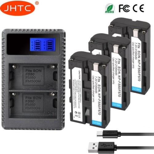 JHTC 3pcs NP-F550 NP-F330 NP-F530 NP-F570 NP-F730 NP-F750 Battery + LED Dual Charger for Sony CCD-RV100 CCD-RV200 SC5 SC9 TR1