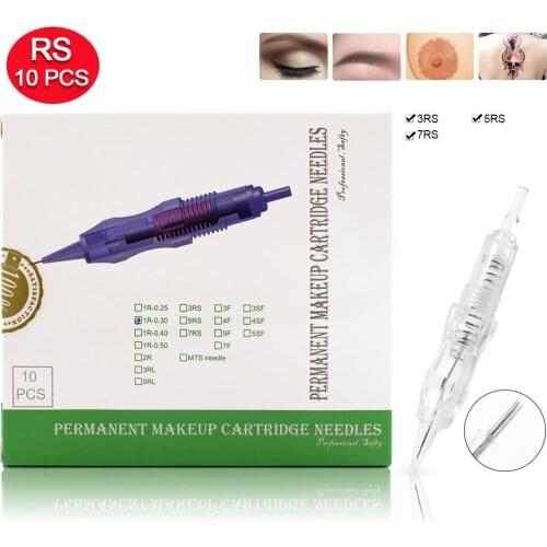 Biomaser 10pcs Cartridge Needle 3RS 5RS 7RS Permanent makeup Needles Disposable for Eyebrow lip Makeup Pen Tattoo Machine Needle