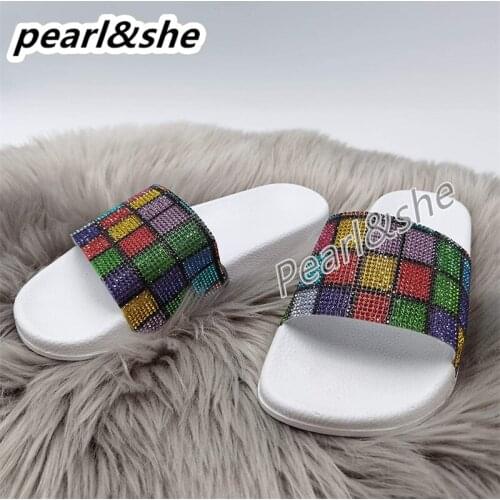 Summer Rainbow Bling Slippers Women Sequins Shoes Non Slip Soft Flats Beach Flip Flops Home Slipper Ladies Outdoor Sandals Girls