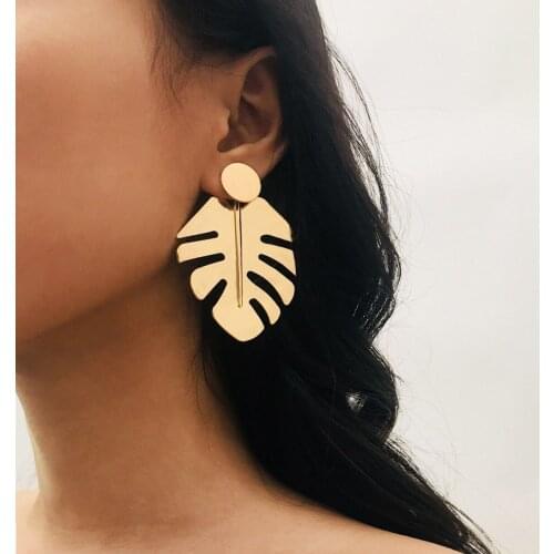 MESTILO 2019 Hollow Design Plant Pendant Earrings For Women Hot Sale Statement Wedding Leaves Dangle Earrings Jewelry Brincos