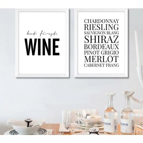 Minimalist Black White Wine Quote Art Canvas Painting Print Wine Lover Gift Wall Poster Art Poster Wall For Bar Pub Decoration